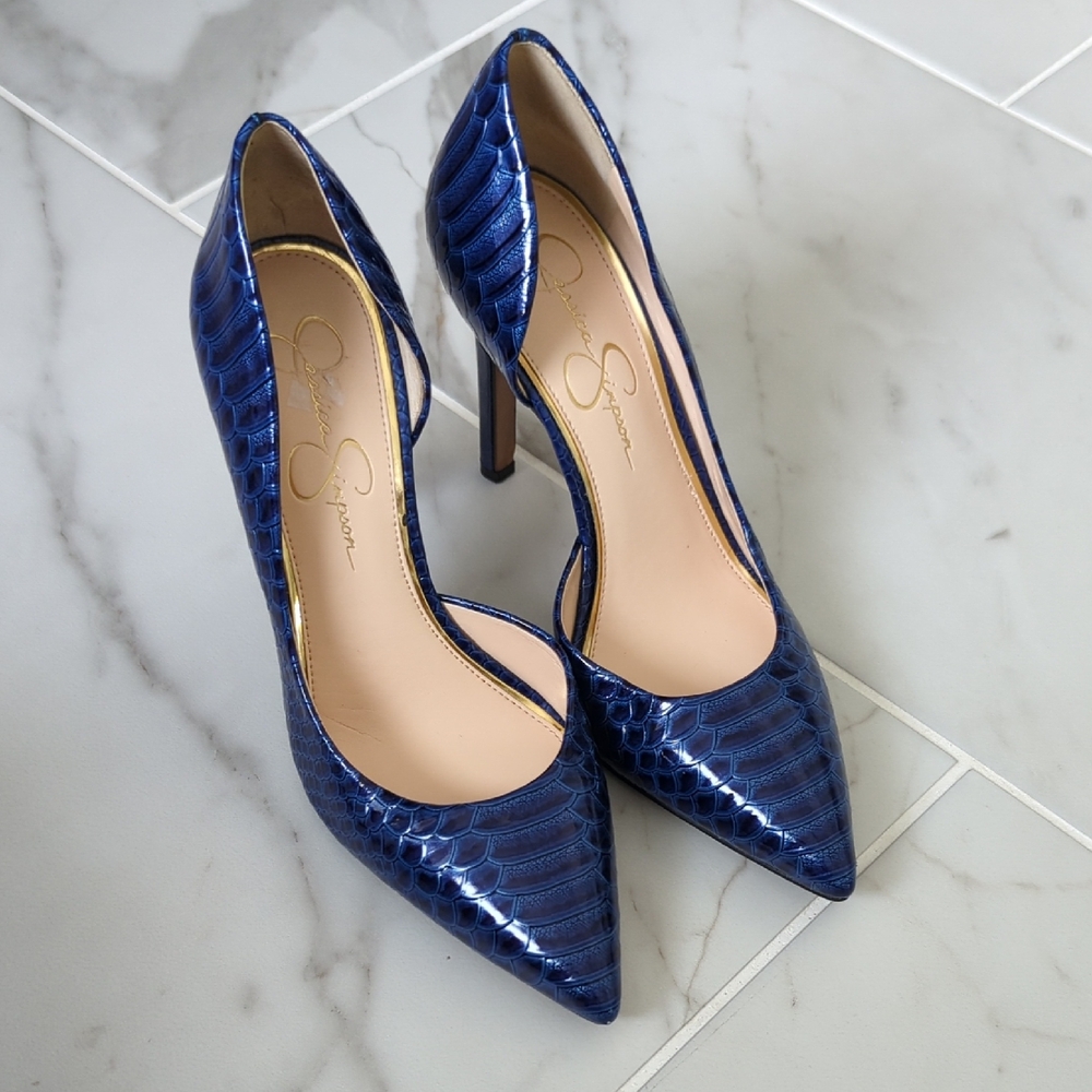 Jessica Simpson Textured Blue Heels